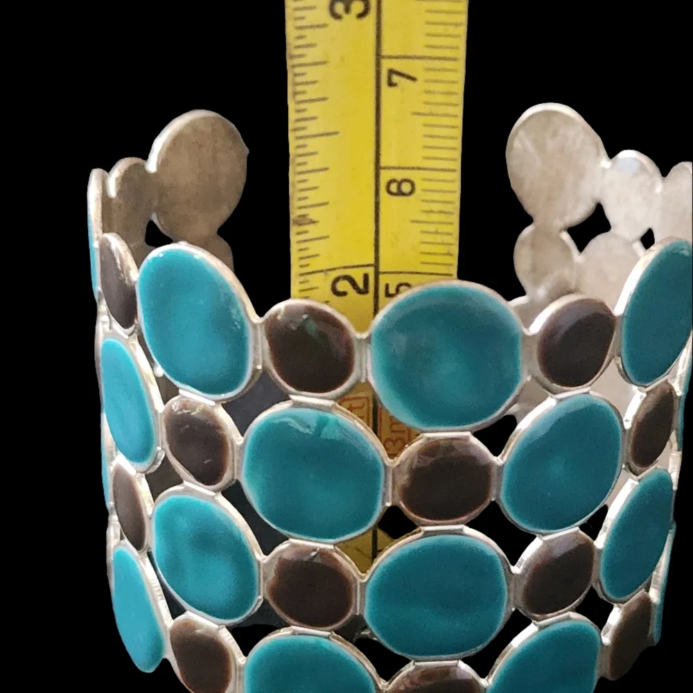 Elegant Enamel Cuff Bracelet Black and Blue Bracelet Fashion Costume Jewelry - Picture 9 of 11